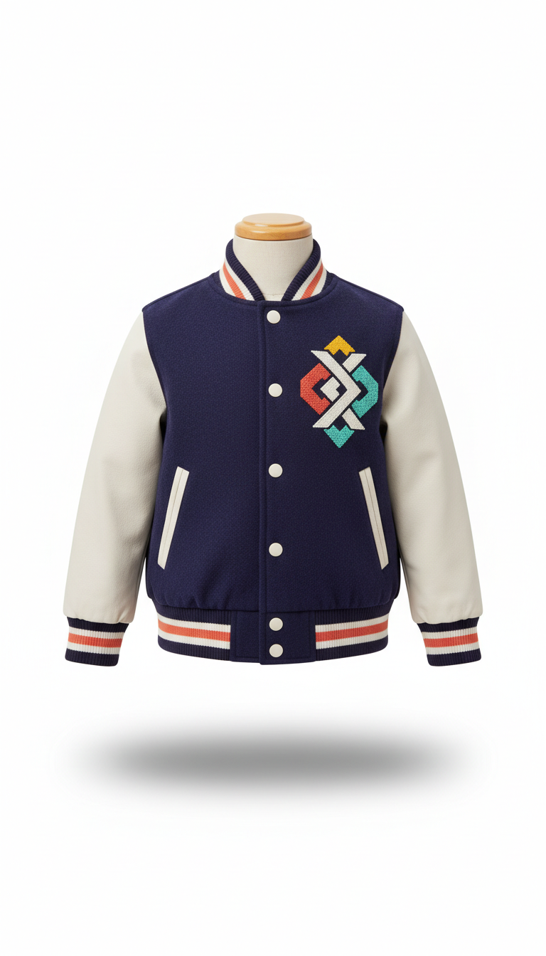 Varsity jacket in indigo ink