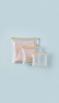 Minimalist clear pouch packaging set