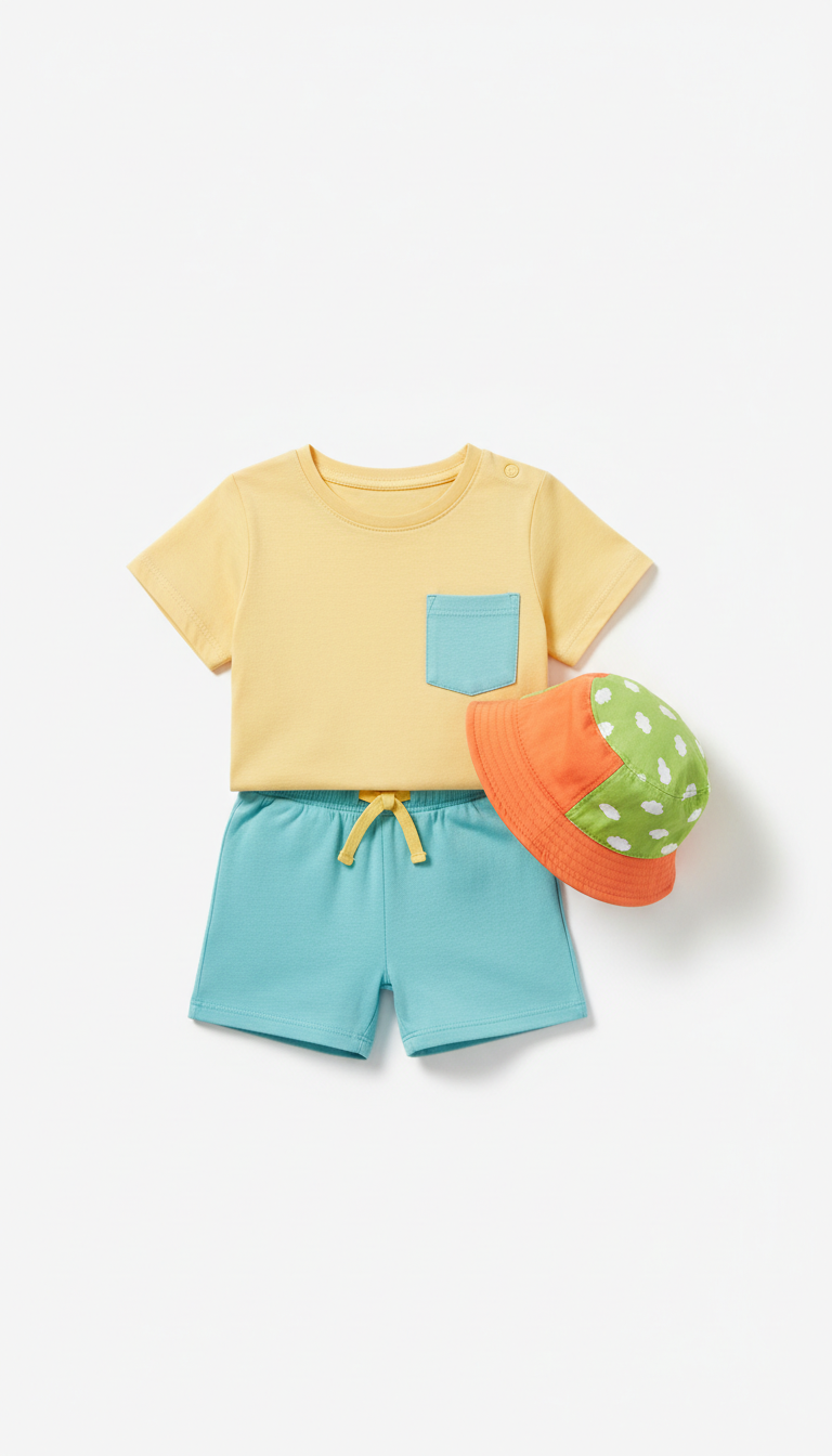 Cotton playtime outfit with elastic waist