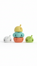 Stackable toy trio with tactile shapes