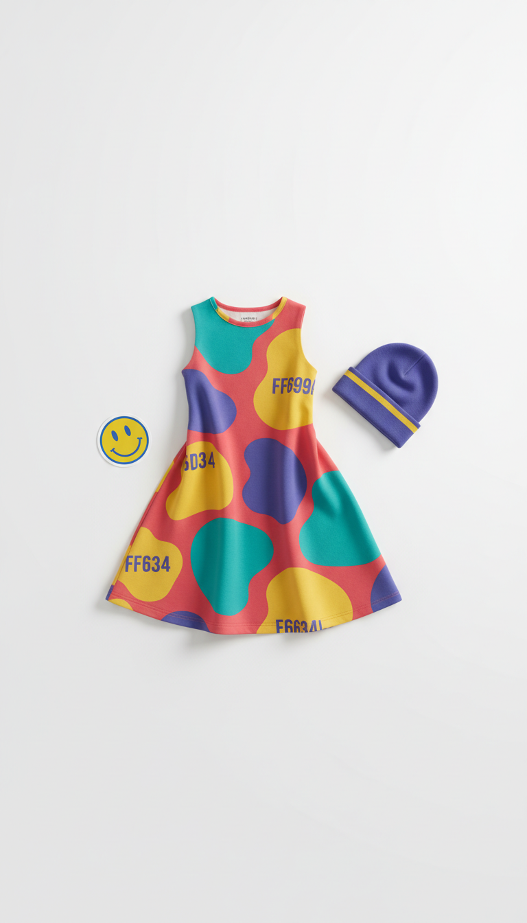 Bubblegum Red graphic cotton dress